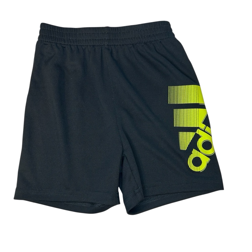 Adidas Boys Black Athletic Basketball Shorts with Neon Yellow Graphic Size 2T